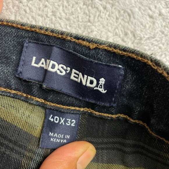Lands' End Men's 40x32 Straight Leg Denim Jeans Flannel Plaid Lined - Picture 4 of 7